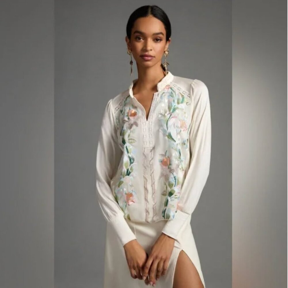 Anthropologie Tiny Hartford Embroidered Top